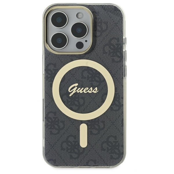 Guess dėklas iPhone 16 Pro telefonui IML 4G MagSafe, juodas
