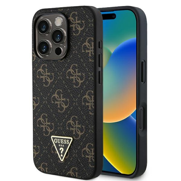 Guess New 4G Triangle dėklas, skirtas iPhone 16 Pro Max, juodas
