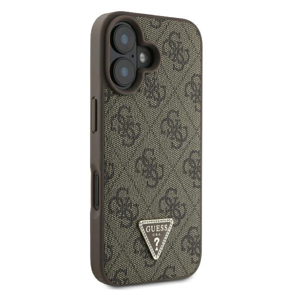 „Guess“ atverčiamas dėklas „iPhone 16“ su dirželiu, rudas