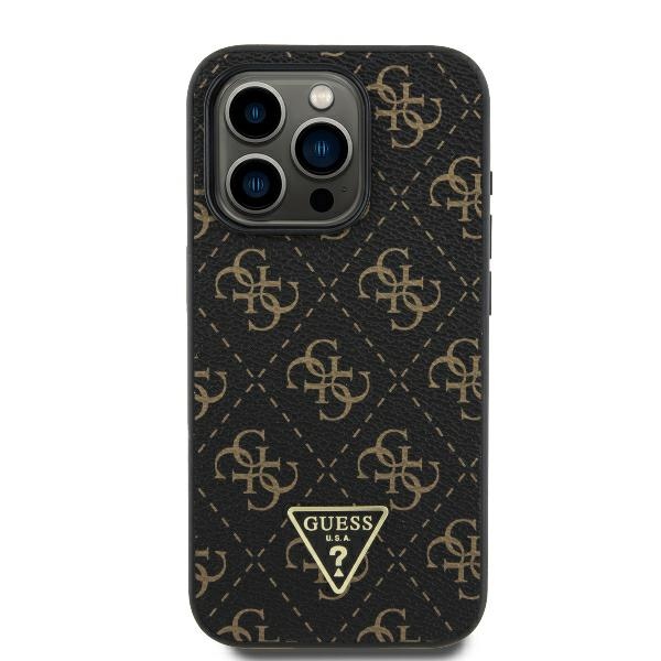 Guess New 4G Triangle dėklas, skirtas iPhone 16 Pro, juodas