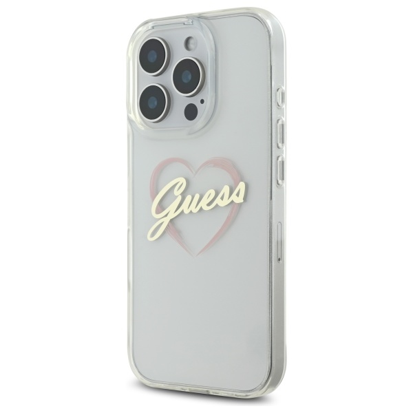 Dėklas Guess iPhone 16 Pro IML Heart Case, skaidrus