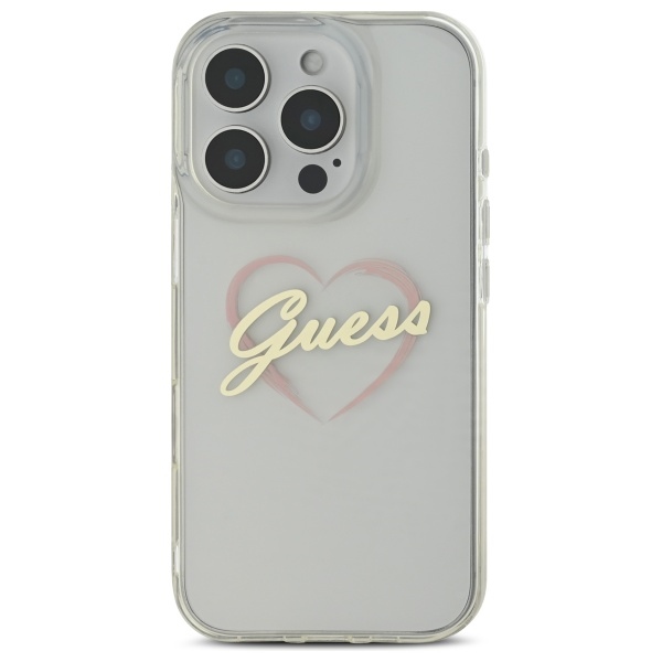 Dėklas Guess iPhone 16 Pro IML Heart Case, skaidrus