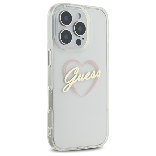 Dėklas Guess iPhone 16 Pro IML Heart Case, skaidrus