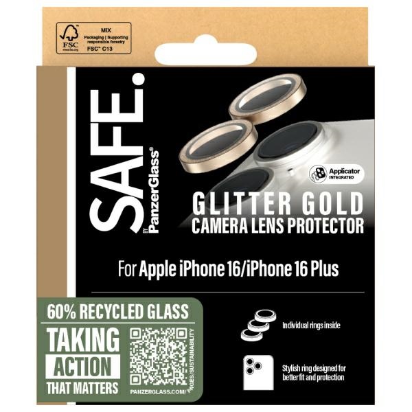 SAFE by PanzerGlass iPhone 16 6.1" / 16 Plus 6.7" Lens Protector gold/glitter gold SAFE95894
