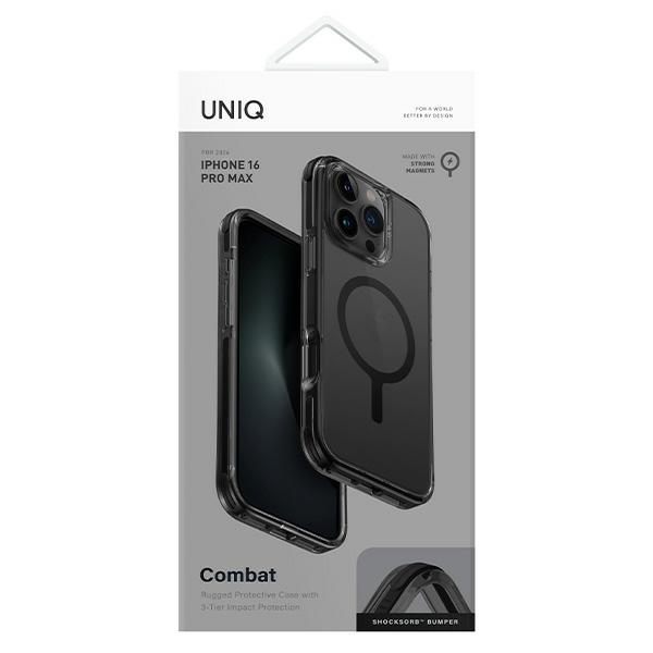 Uniq Combat dėklas iPhone 16 Pro Max telefonui su MagClick, juodas