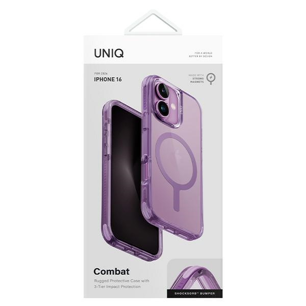 Uniq Combat iPhone 16 6.1" Magclick Charging case pink/gray pink
