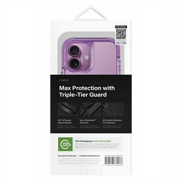 Uniq Combat iPhone 16 6.1" Magclick Charging case pink/gray pink