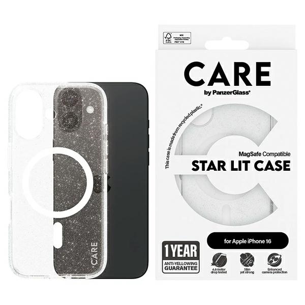 PanzerGlass CARE Flagship Star Lit dėklas, skirtas iPhone 16 (MagSafe), baltas