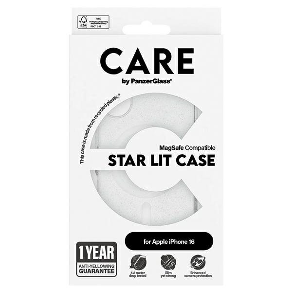 PanzerGlass CARE Flagship Star Lit dėklas, skirtas iPhone 16 (MagSafe), baltas