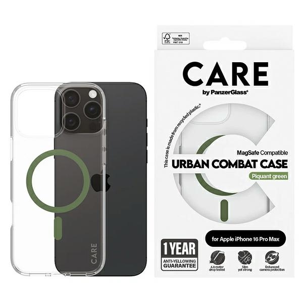 PanzerGlass CARE Flagship MagSafe dėklas, skirtas iPhone 16 Pro Max, žalias