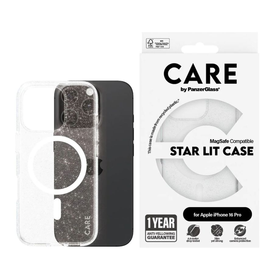Dėklas CARE by PanzerGlass skirtas Apple iPhone 16 Pro, baltas/skaidrus