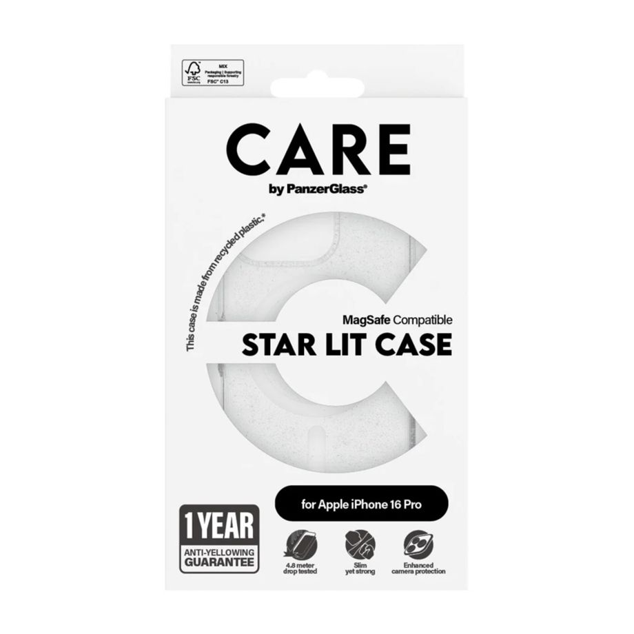 Dėklas CARE by PanzerGlass skirtas Apple iPhone 16 Pro, baltas/skaidrus