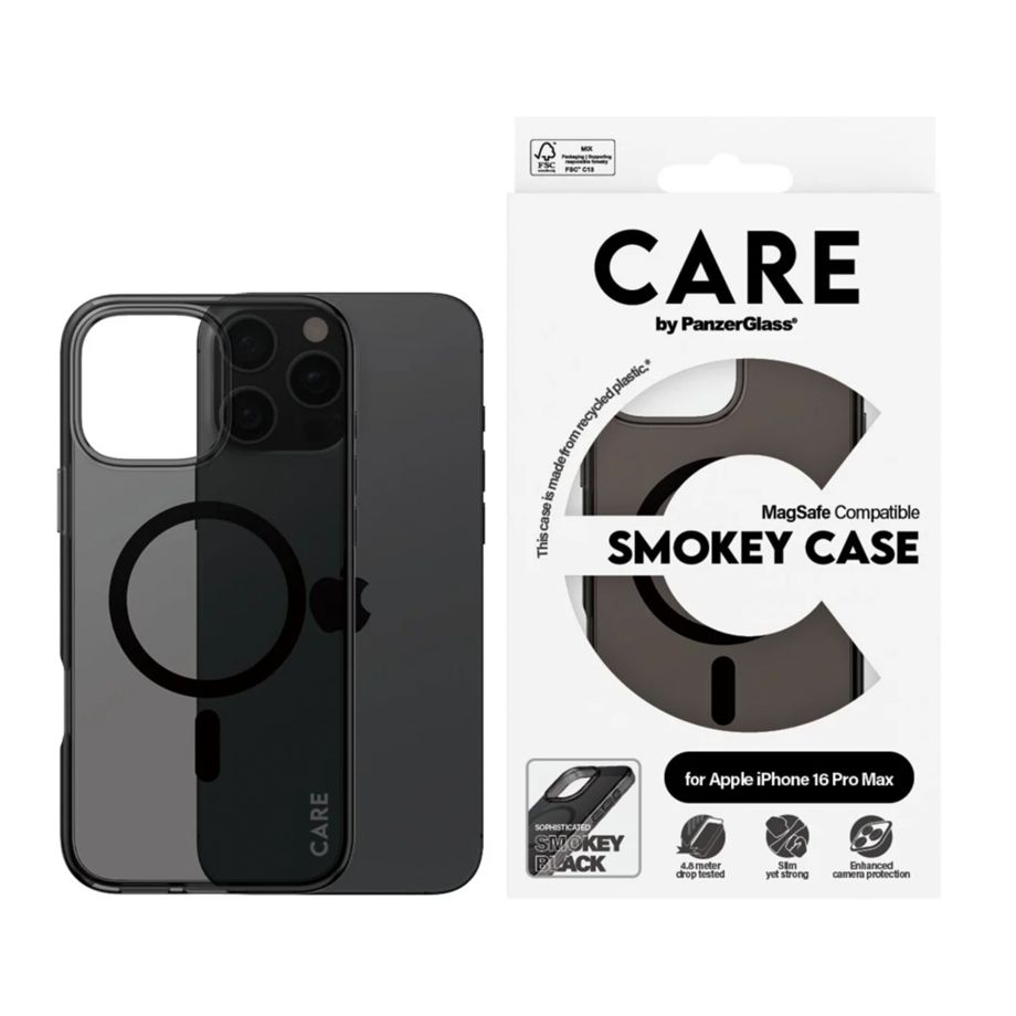 Panzerglass CARE Flagship dėklas iPhone 16 Pro Max, dūminis antracitas/juodas, MagSafe