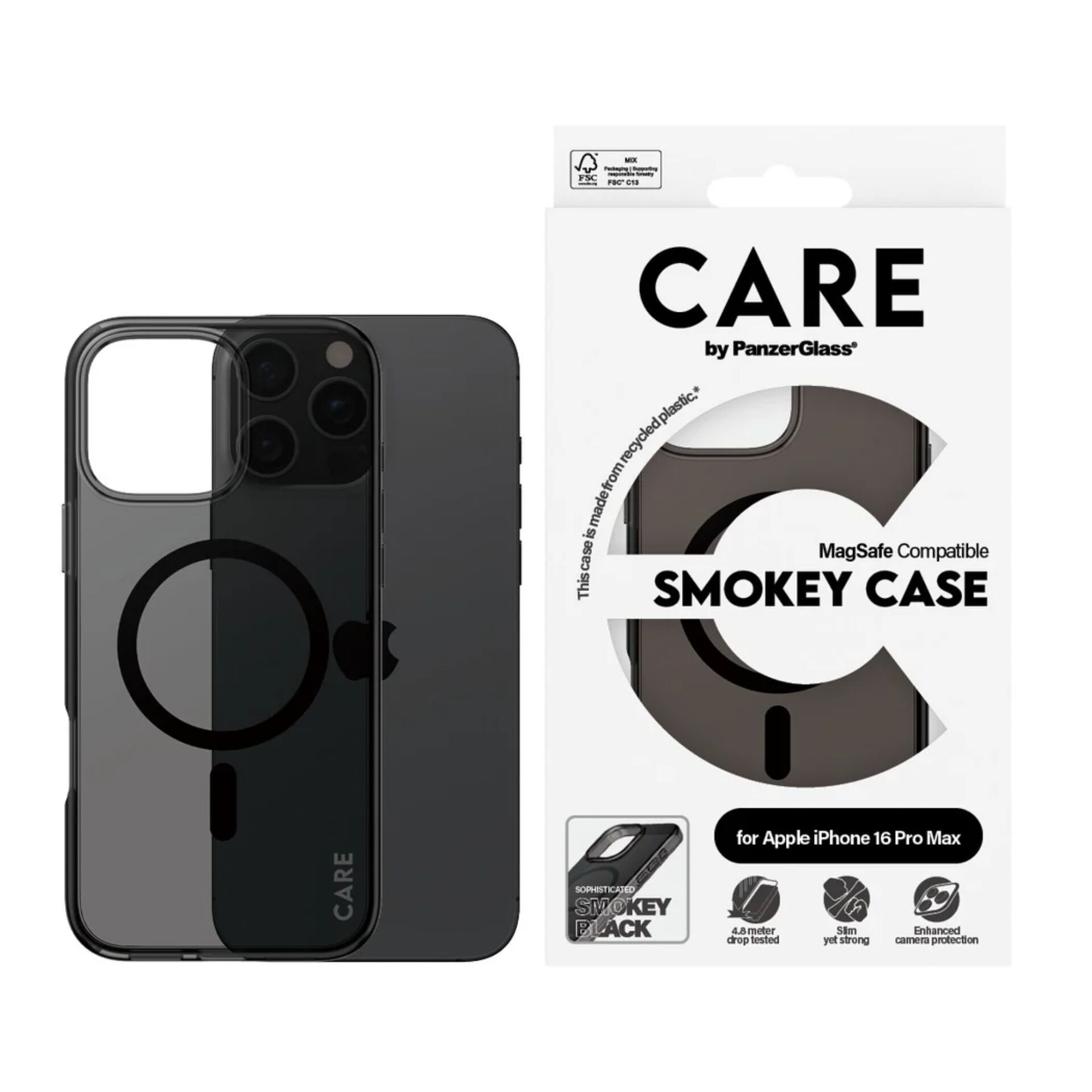 Panzerglass CARE Flagship Case for iPhone 16 Pro Max, Smokey Anthracite/Black, MagSafe