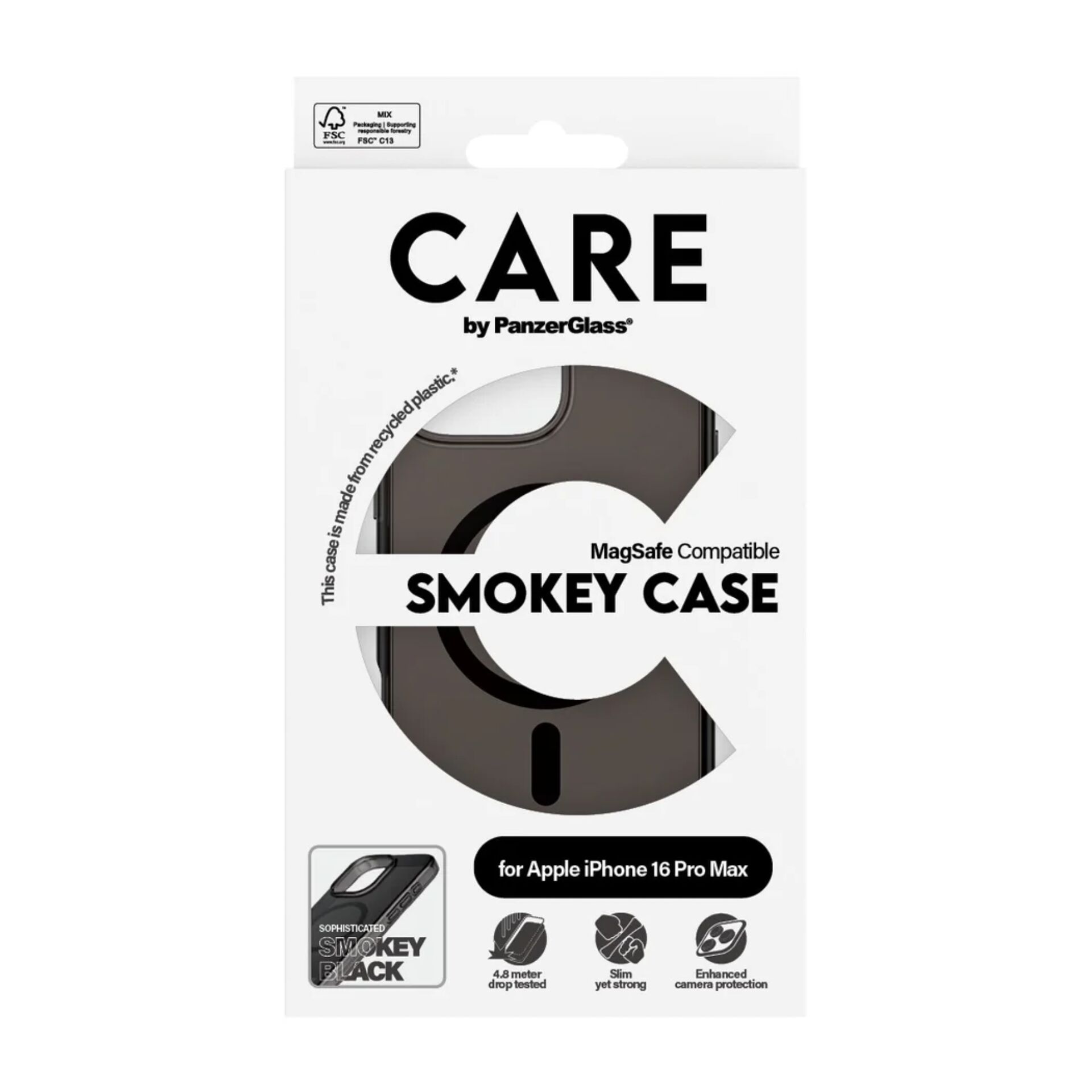 Panzerglass CARE Flagship Case for iPhone 16 Pro Max, Smokey Anthracite/Black, MagSafe