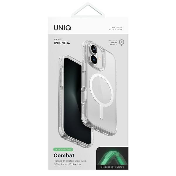 Uniq Combat iPhone 16 6.1" Magclick Charging case white/lume white