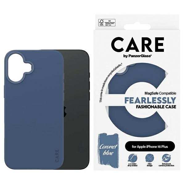 PanzerGlass CARE Fashion dėklas iPhone 16 Plus telefonui, mėlynas (MagSafe)
