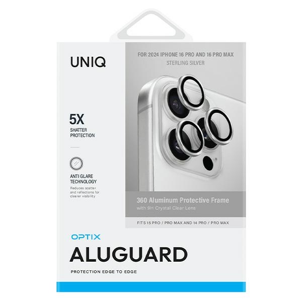 Uniq Optix Aluminum Camera Lens Protector iPhone 16 Pro 6.3" / 16 Pro Max 6.9" sterling silver camera lens...
