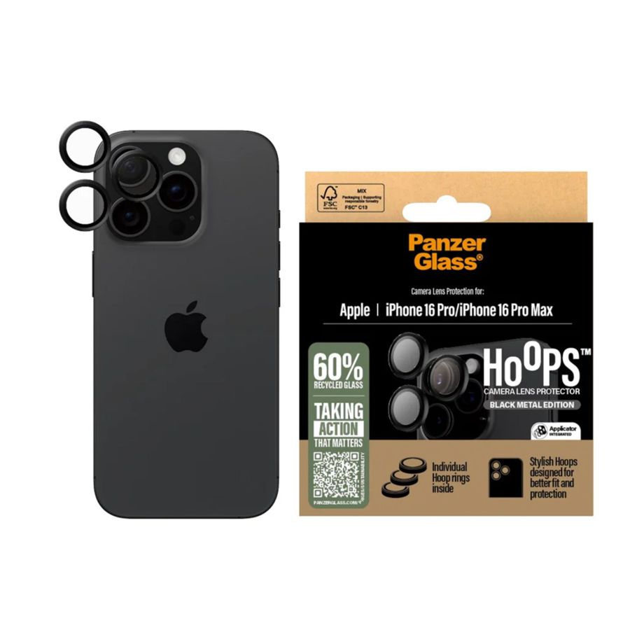 PanzerGlass Hoops kameros objektyvo apsauga iPhone 16 Pro / Pro Max, juoda
