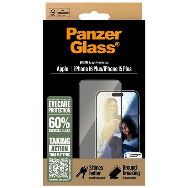 Apsauginis stiklas PanzerGlass iPhone 16 Plus EyeCare Ultra-Wide Fit