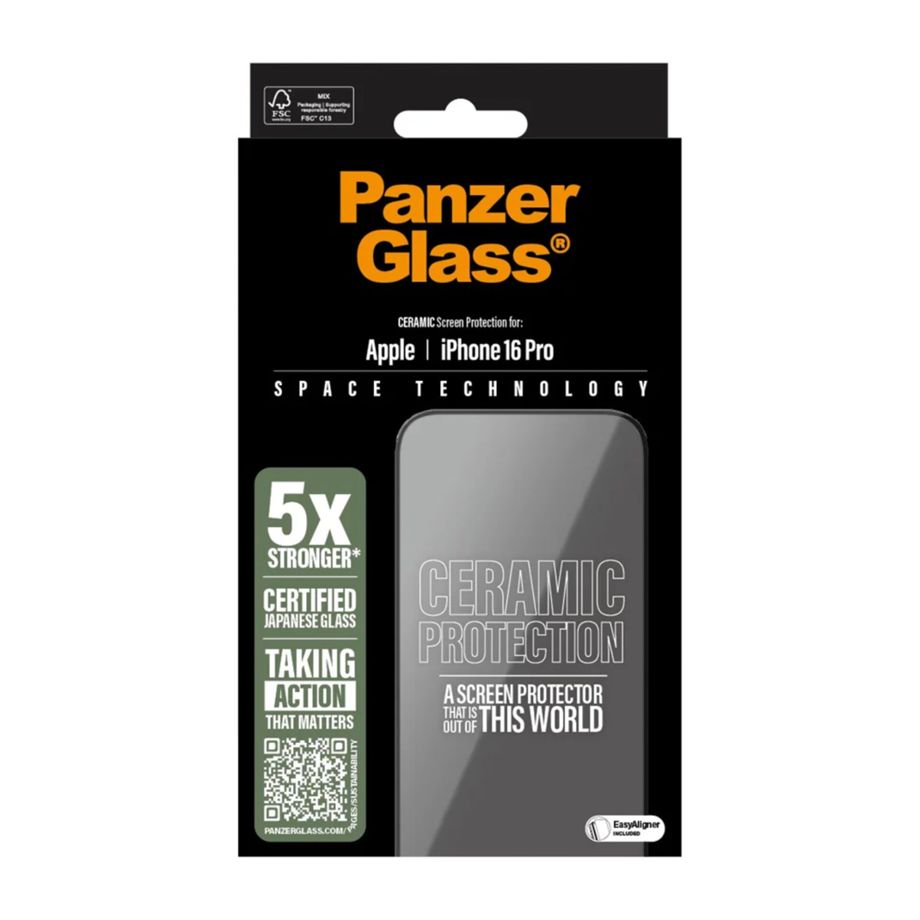 PanzerGlass Ceramic apsauginis stiklas, skirtas iPhone 16 Pro (6.3\"), Ultra-Wide Fit