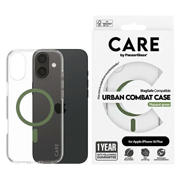 PanzerGlass iPhone 16 Plus Case CARE Flagship MagSafe, Green