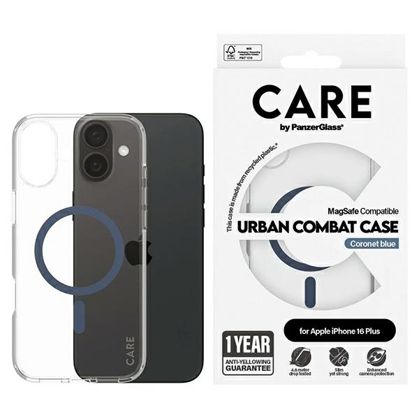 PanzerGlass iPhone 16 Plus Case CARE Flagship MagSafe, Blue