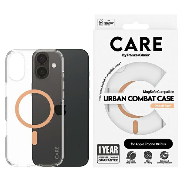PanzerGlass iPhone 16 Plus Case CARE Flagship MagSafe, Peach