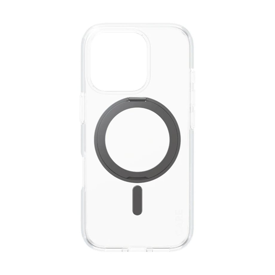 PanzerGlass 1322 MagSafe dėklas su stovu iPhone 16 Pro, skaidrus / juodas