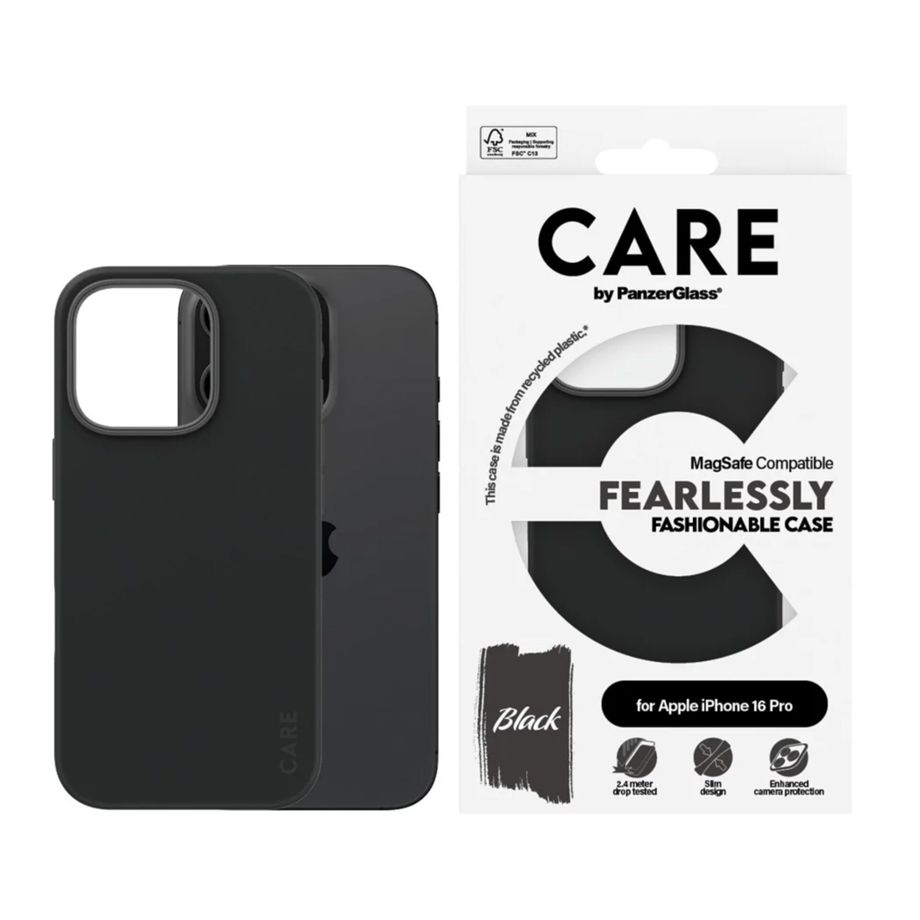 Panzerglass 1378 CARE MagSafe dėklas skirtas iPhone 16 Pro, juodas