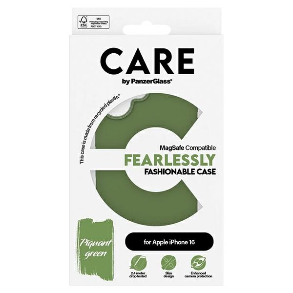 CARE by PanzerGlass iPhone 16 dėklas Fashion Case, žalias (MagSafe)