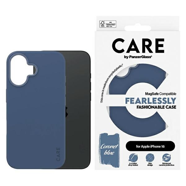 PanzerGlass iPhone 16 dėklas CARE Fashion Case, mėlynas (MagSafe)