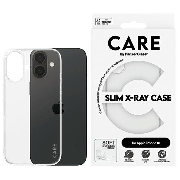 CARE by PanzerGlass iPhone 16 Case X-Ray Soft Basic, Transparent