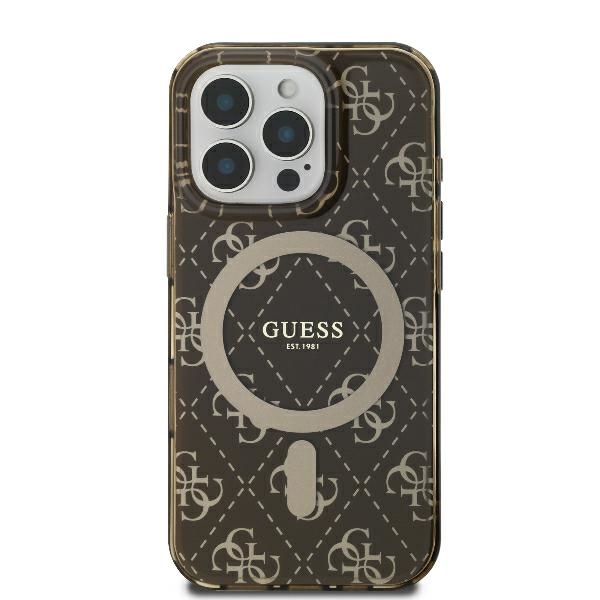 Guess IML 4G Background MagSafe dėklas iPhone 16 Pro Max, rudas