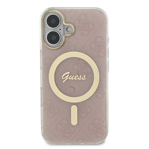 Guess dėklas iPhone 16 telefonui IML 4G MagSafe, rožinis