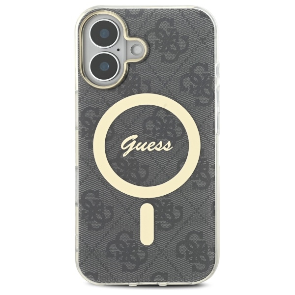 Guess dėklas iPhone 16 telefonui IML 4G MagSafe, juodas