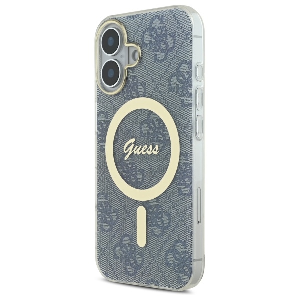 Guess dėklas iPhone 16 telefonui IML 4G MagSafe, mėlynas