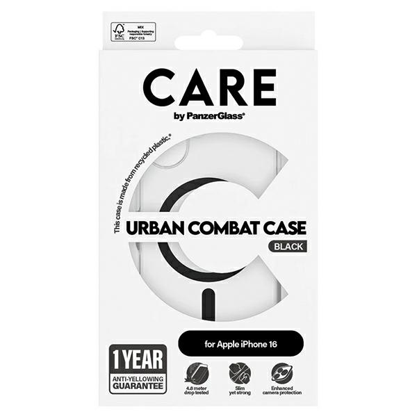 PanzerGlass CARE Flagship dėklas iPhone 16 telefonui su MagSafe, juodas