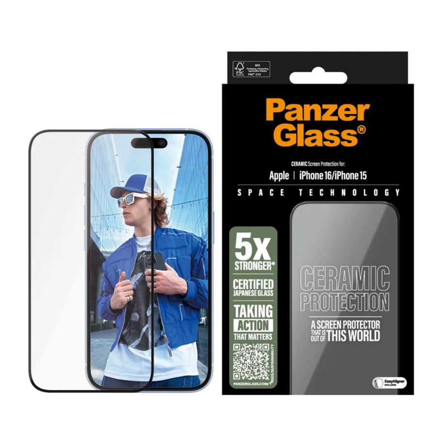 PanzerGlass Ceramic apsauginis stiklas, skirtas iPhone 16 (6.1\")
