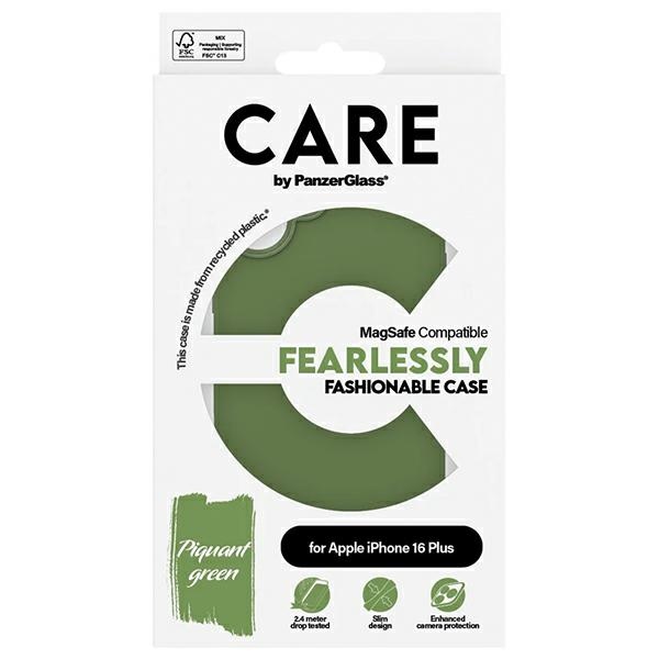 CARE by PanzerGlass iPhone 16 Plus dėklas Fashion Case, žalias (MagSafe)