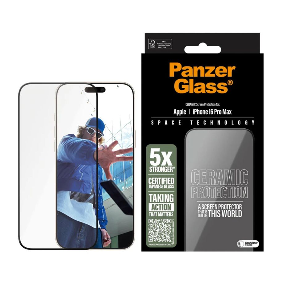 „PanzerGlass“ keraminis apsauginis stiklas „iPhone 16 Pro Max“ (Ultra-Wide Fit)