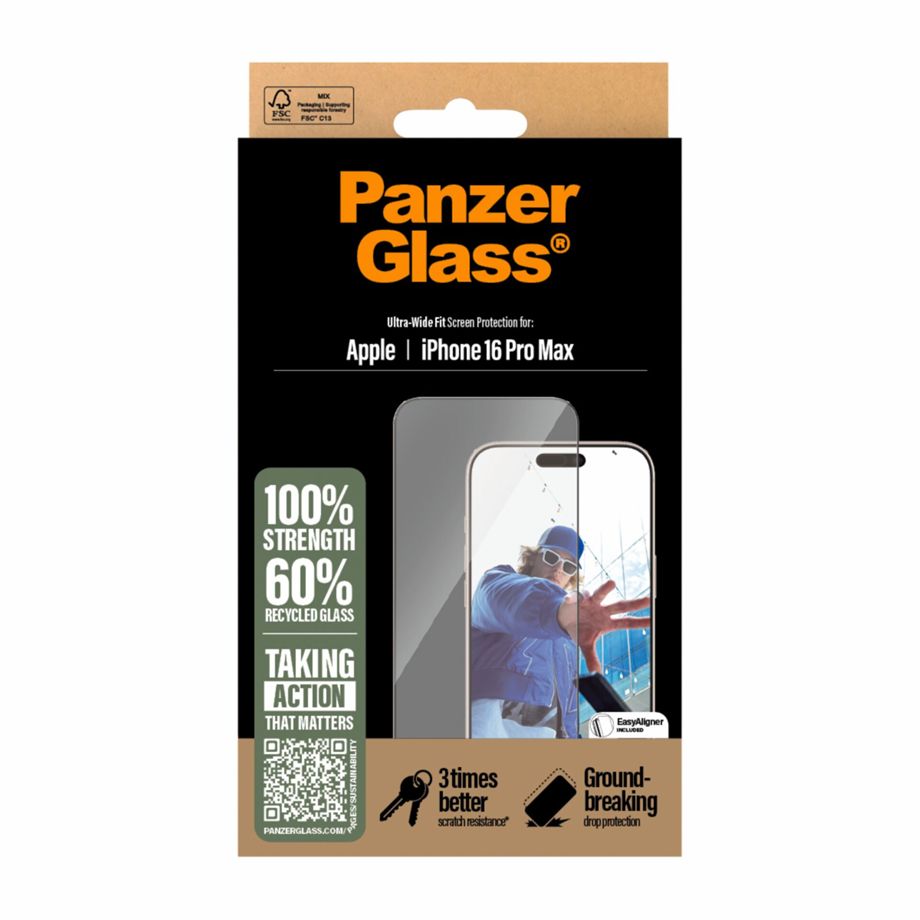 Apsauginis stiklas PanzerGlass Ultra-Wide Fit, skirtas iPhone 16 Pro Max