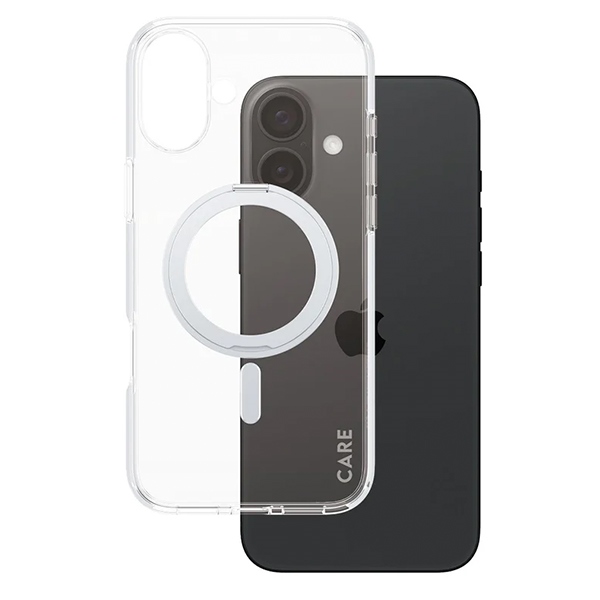 PanzerGlass iPhone 16 Plus Case CARE Feature Kickstand MagSafe, Silver