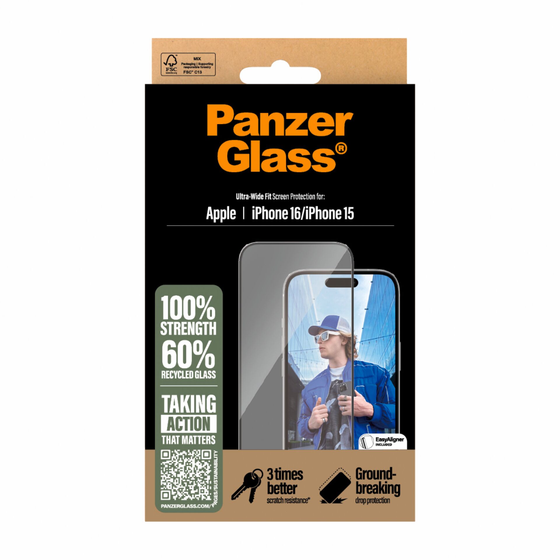 PanzerGlass apsauginis stiklas iPhone 15 / 16