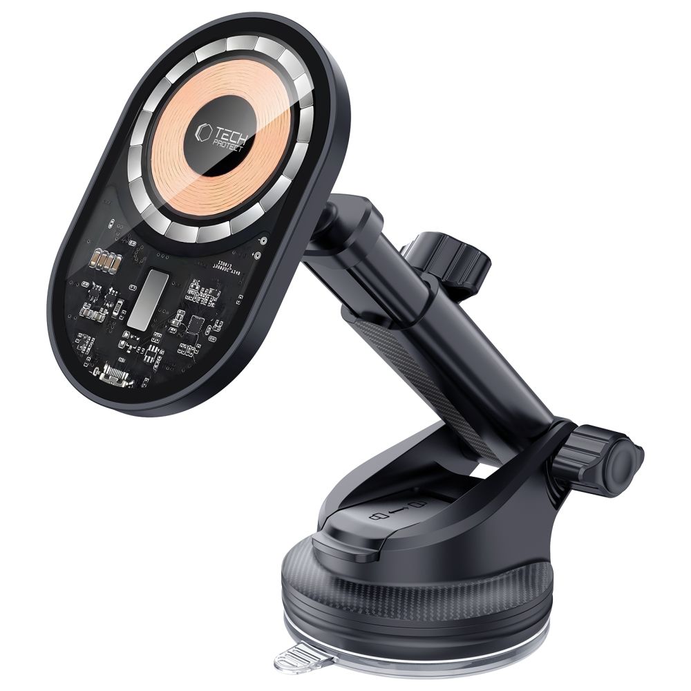 Automobilinis laikiklis su įkrovikliu Tech-Protect MM15W-V6 15W MagSafe, Juodas