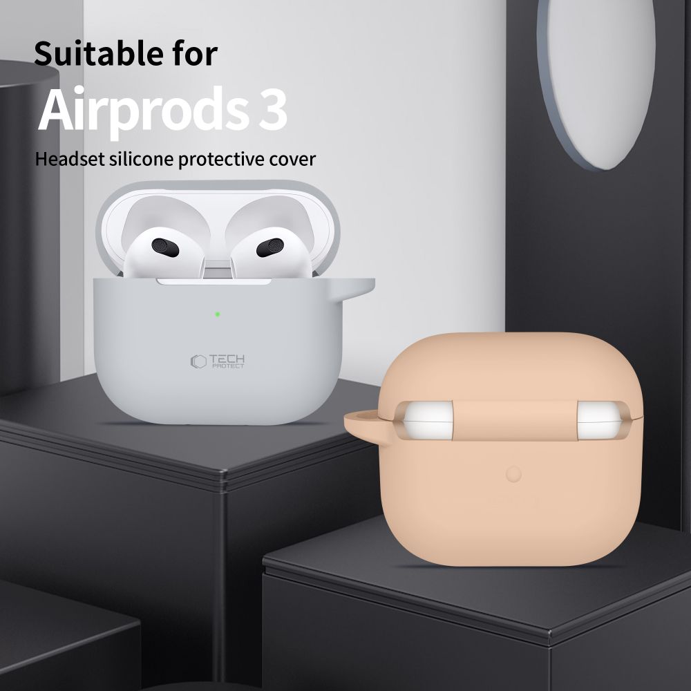 Tech-Protect Silicone Hook Case for Apple AirPods 3, Gray