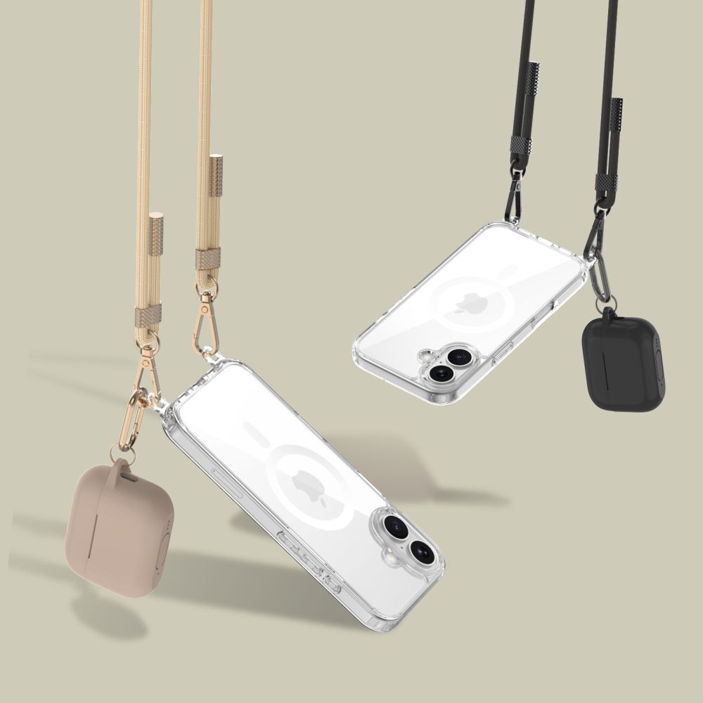 Tech-Protect FlexAir Chain MagSafe Case for iPhone 16 with 2 Lanyards, Clear