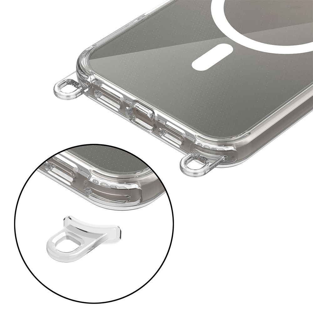 Tech-Protect FlexAir Chain MagSafe Case for iPhone 16 Pro - Clear + 2 Lanyards (Black and Taupe)