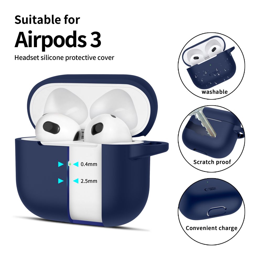 Tech-Protect Apple AirPods 3 Case Silicone Hook, Blue