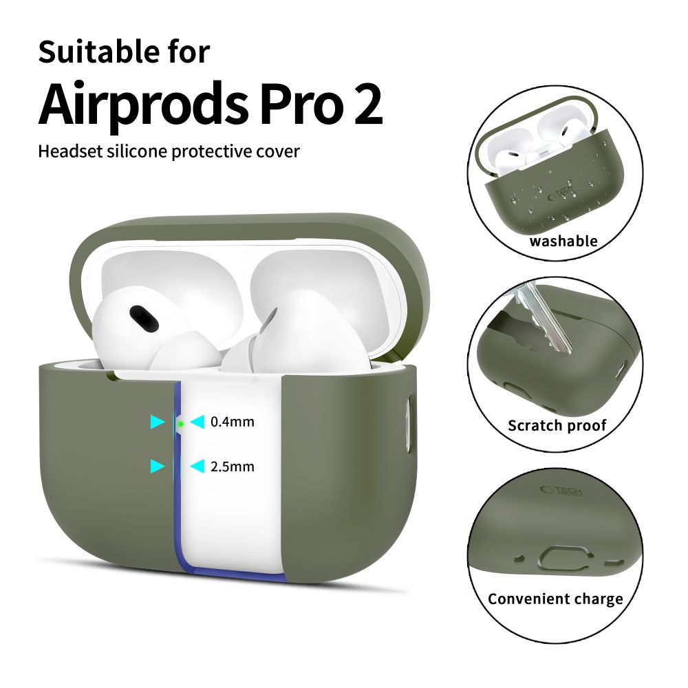 Tech-Protect Silicone Case for Apple AirPods Pro 1 / 2, Green